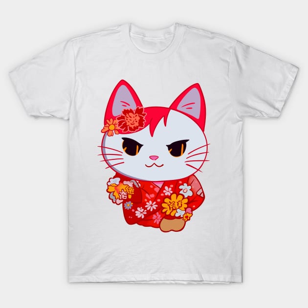 Feline In A Kimono T-Shirt by eimmonsta